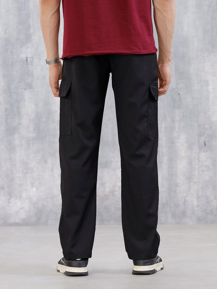 Men's Casual Loose Fit Cargo Trousers | Black