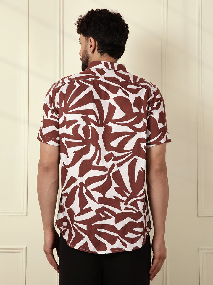 AOP Flowy Viscose Shirt | Brown