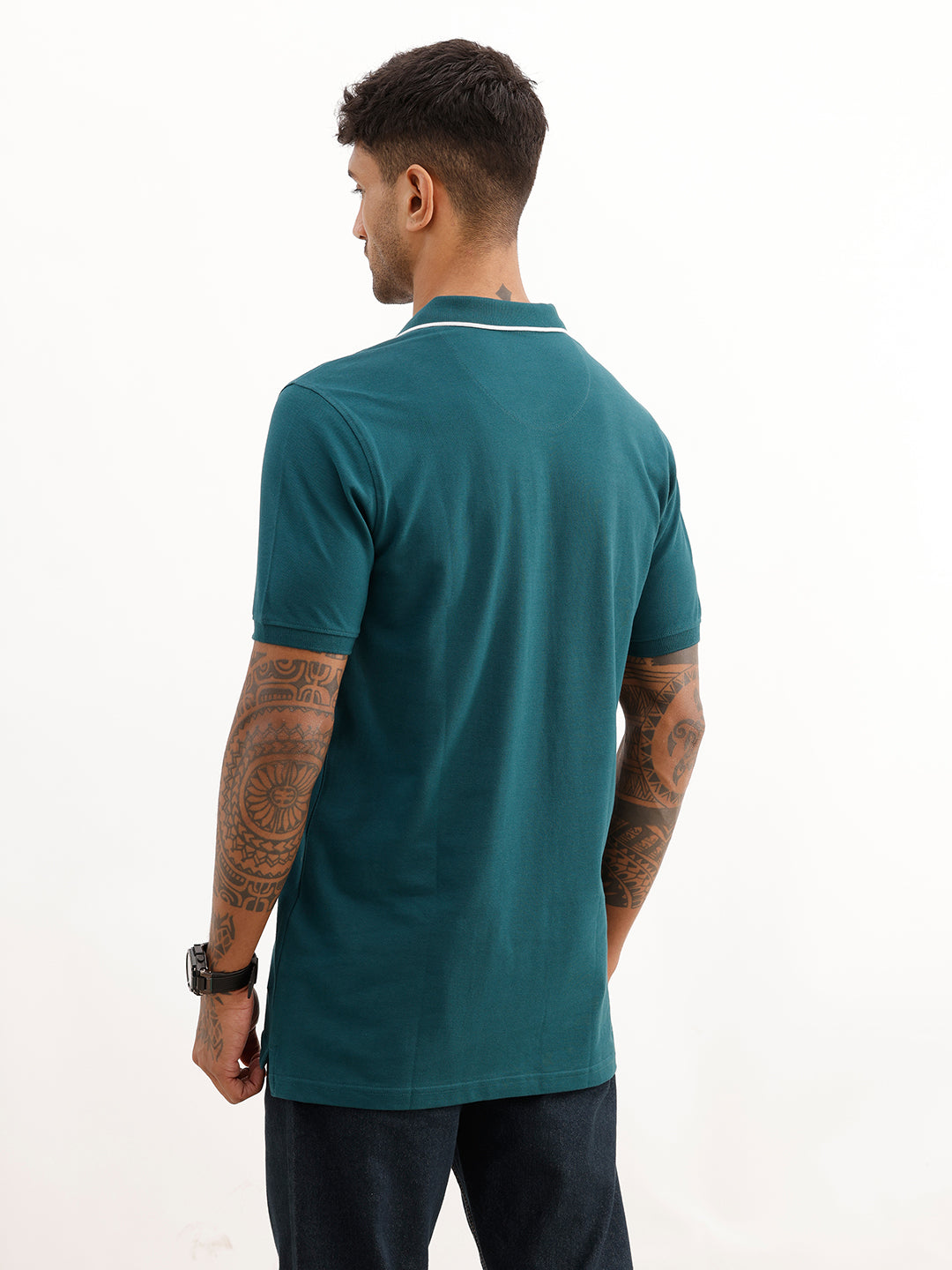 Slim Fit Tipping Collar Polo T-Shirt | Teal
