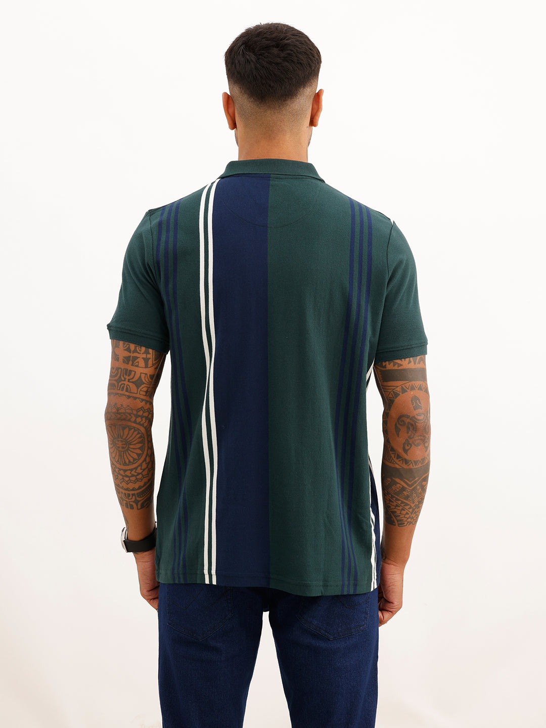 Slim Fit Placement Printed Polo T-Shirt | Dark Green