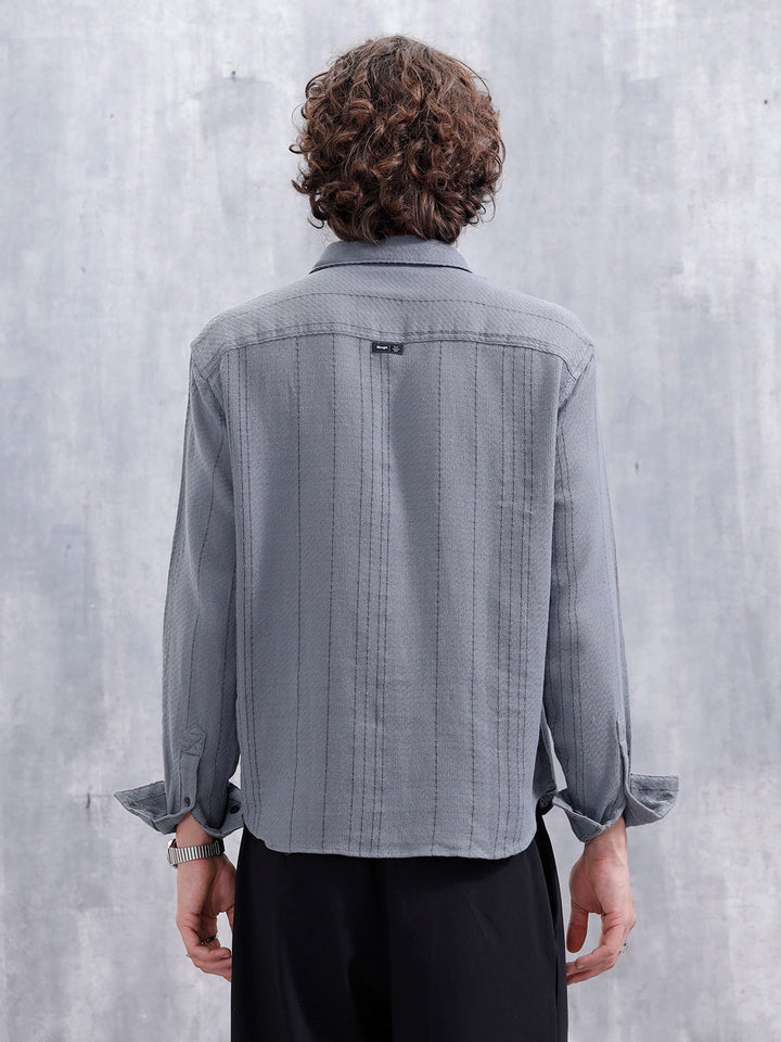 Comfort Fit Casual Shirt Featuring Striped Thread Detail | Blue