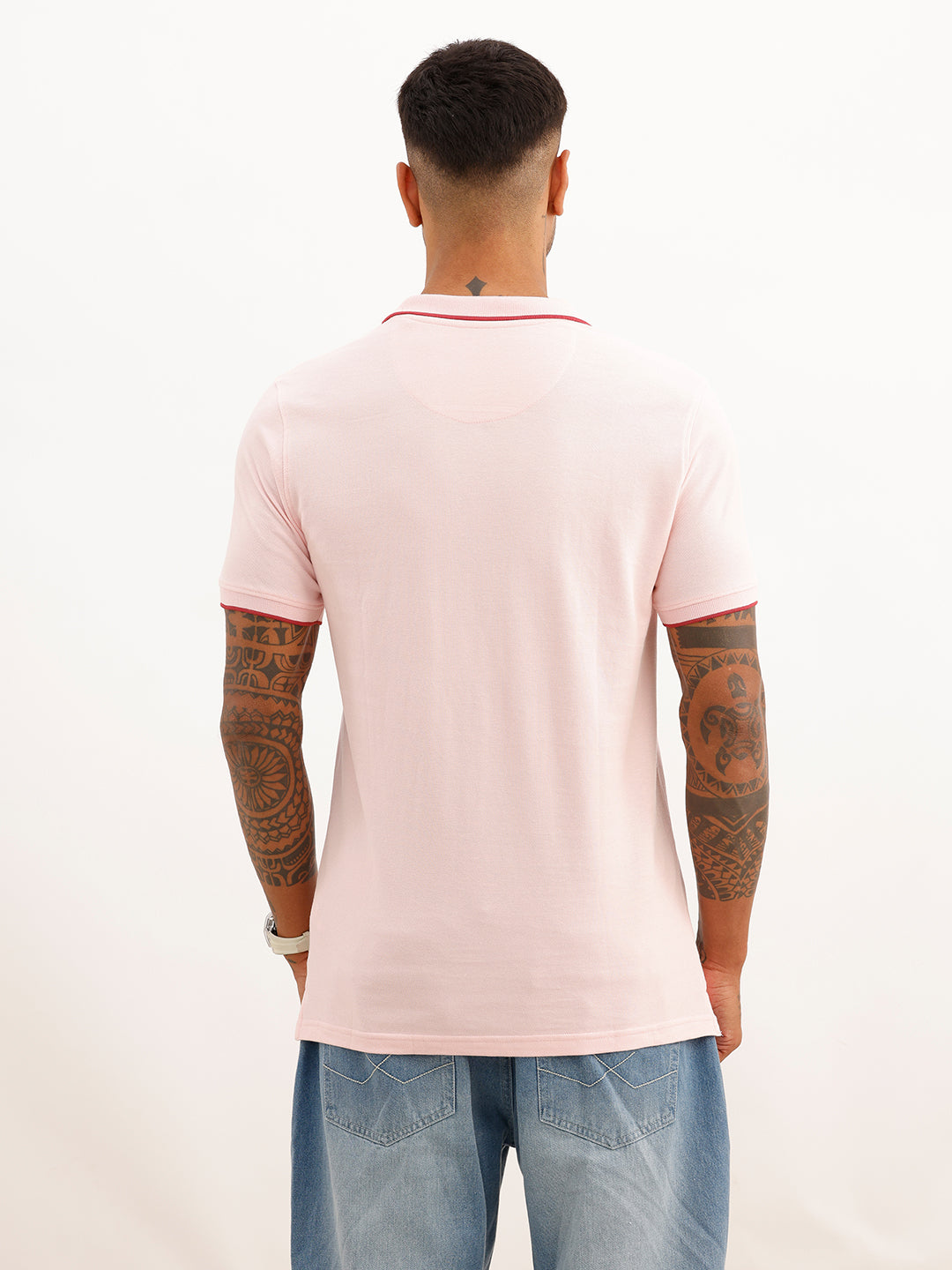 Slim Fit Tipping Collar Polo T-Shirt | Pink