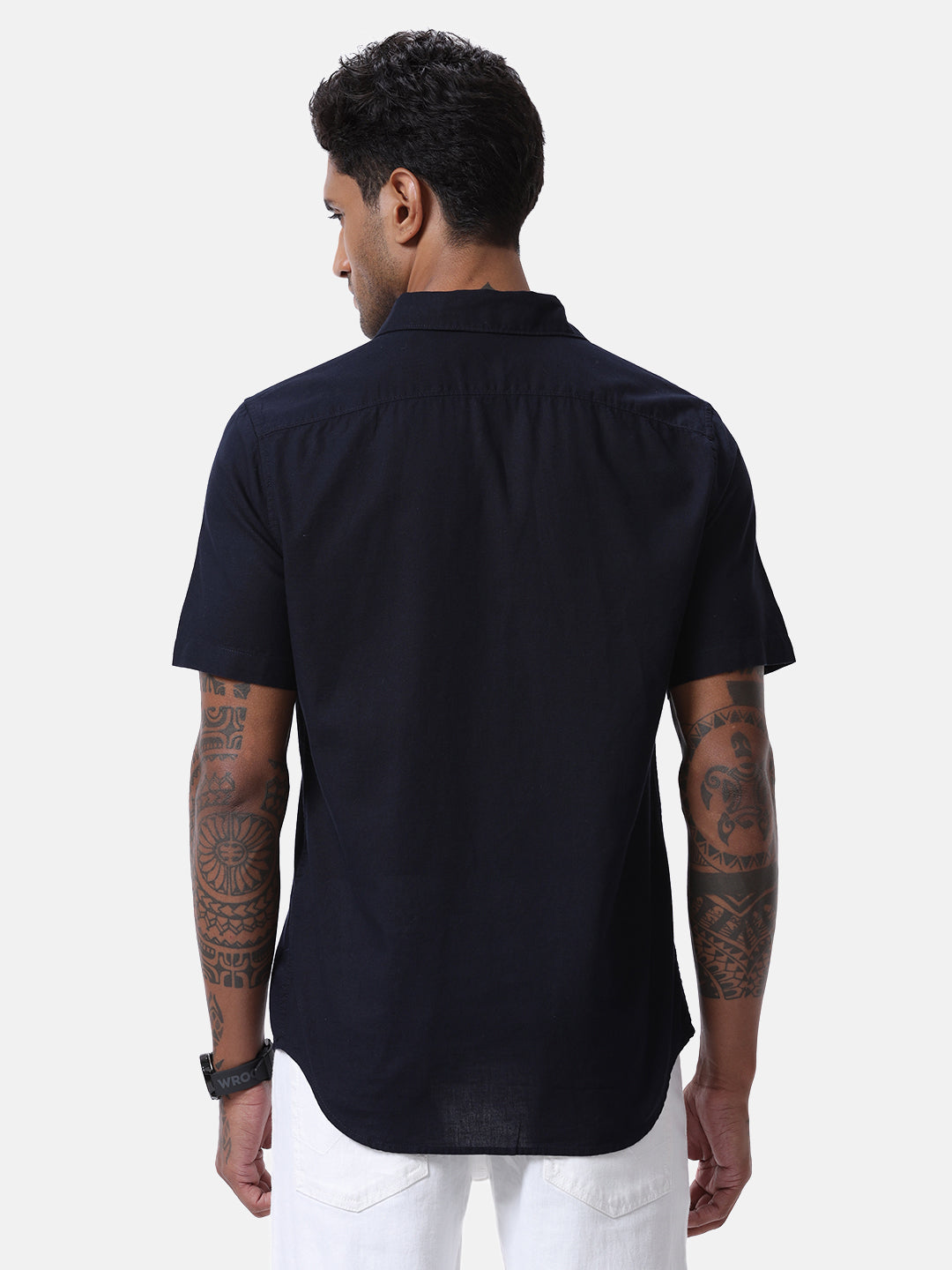 Navy Chic Half Sleeve Shirt