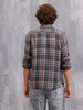 Textured Utility Check Shirt In Slim Fit  | Dark Grey