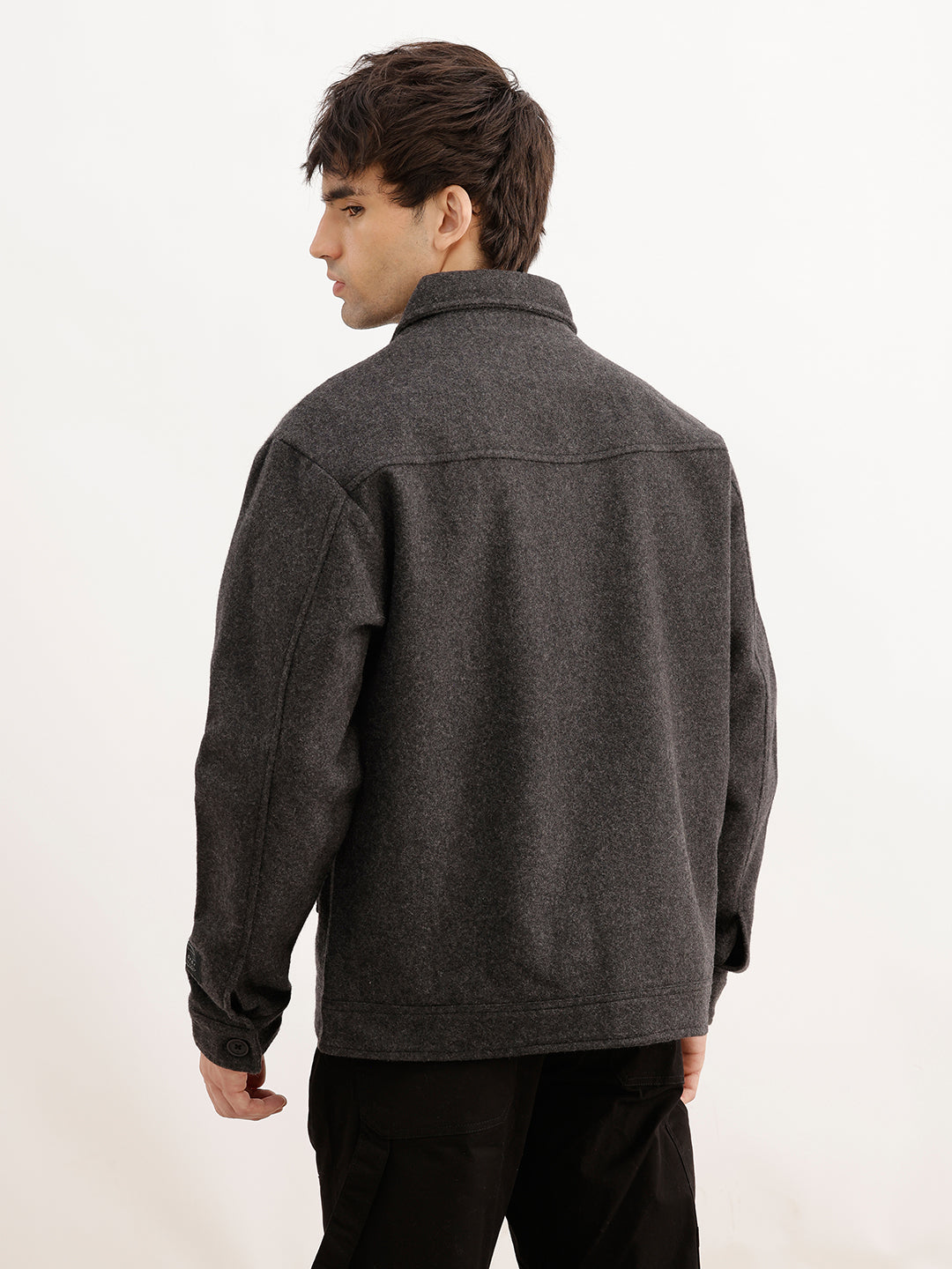 Solid Comfort Fit Jacket | Charcoal | WJK02FSCM1066W
