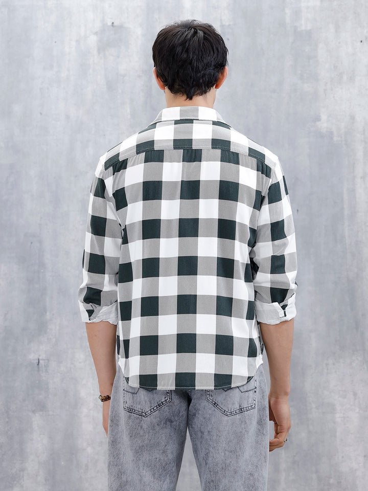 Casual Comfort Fit Checkered Pattern Shirt | Black