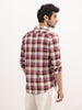 Slim Fit Checkered Full Sleeve Shirt | Maroon