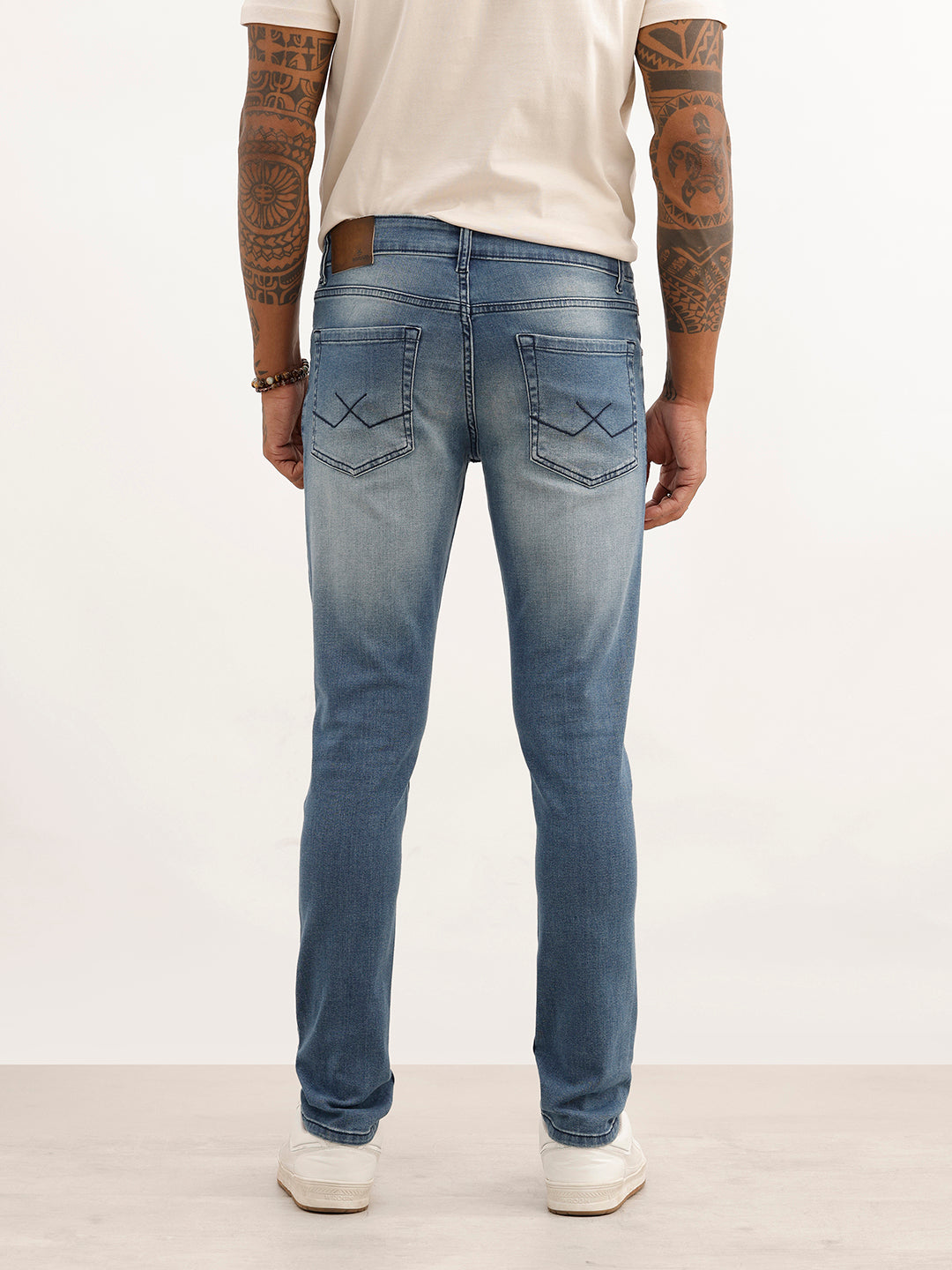 Distressed Skinny Fit Denim Jeans | Light Blue