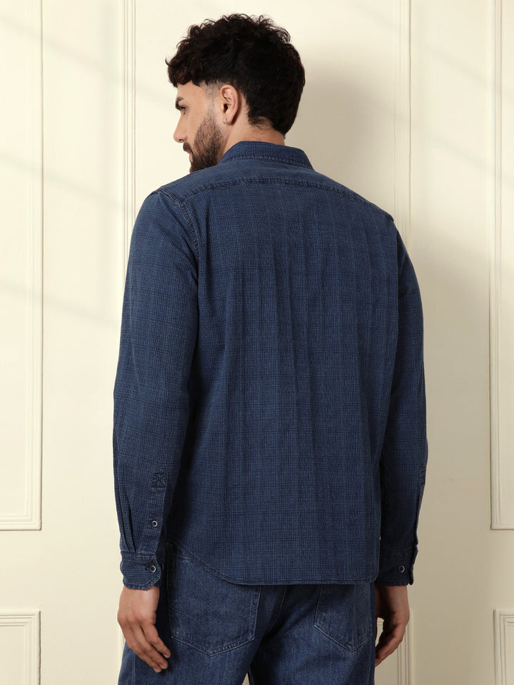 Washed Down Textured Shirt | Navy Blue