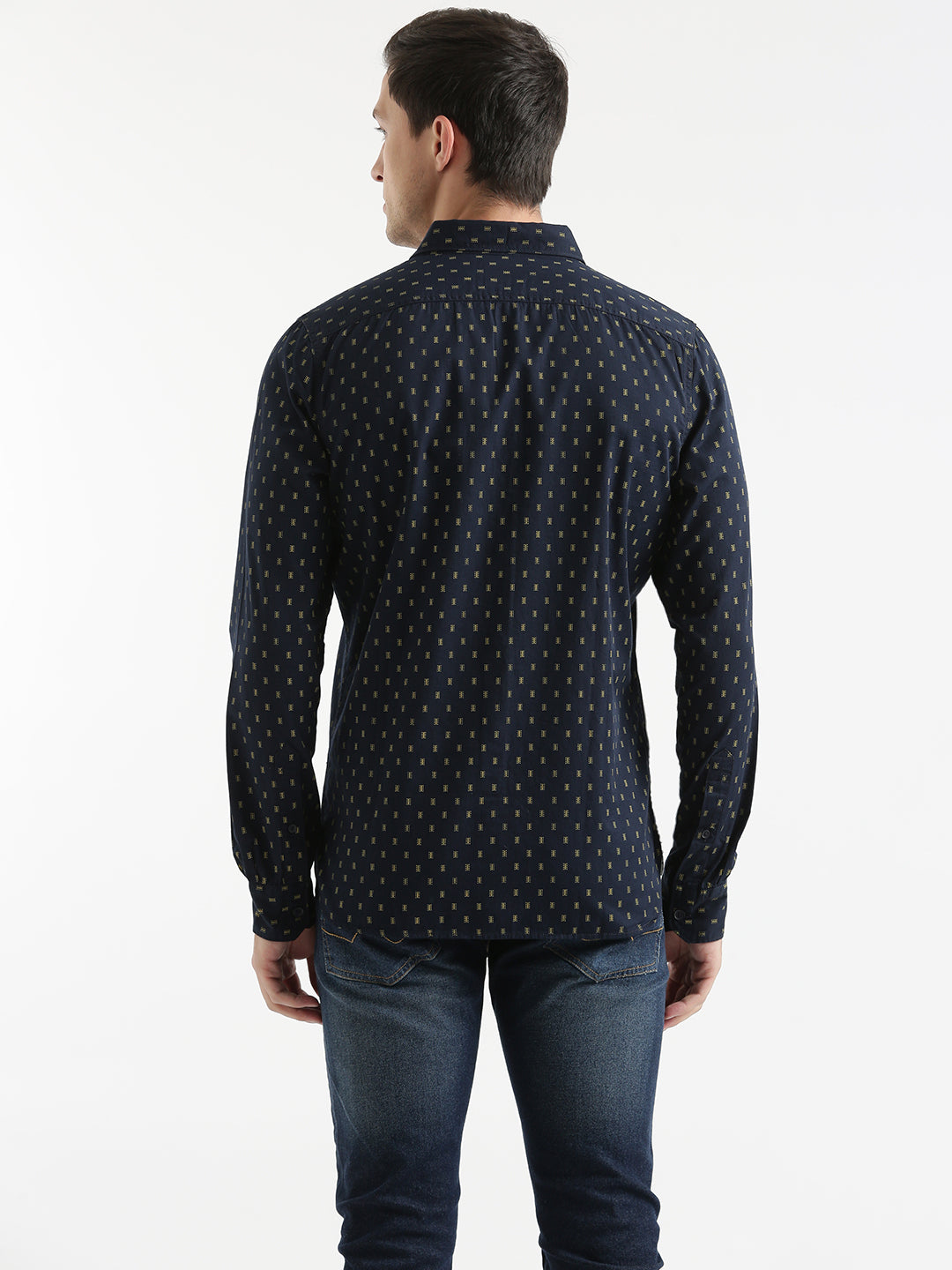 AOP Classic Navy Blue Cotton Shirt