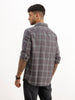 Slim Fit Checkered Full Sleeve Shirt | Dark Grey