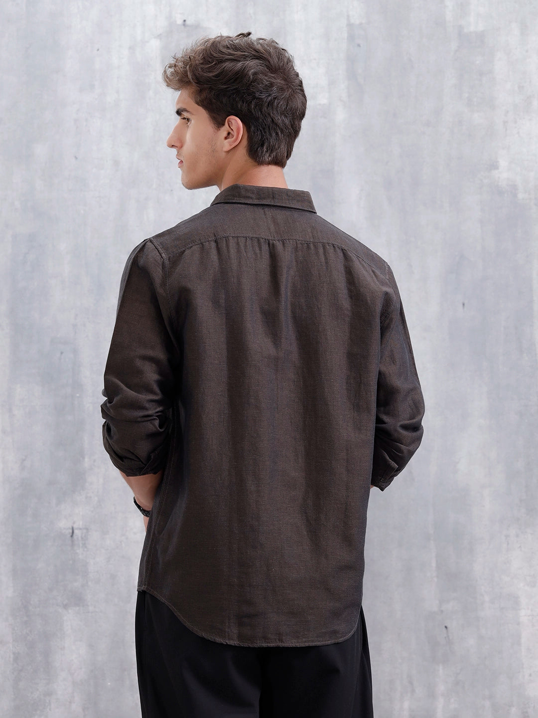 Men's Casual Solid Shirt | Brown