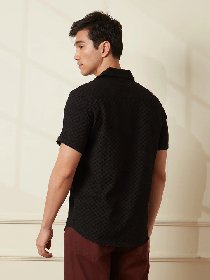 Textured Short Sleeve Shirt | Black