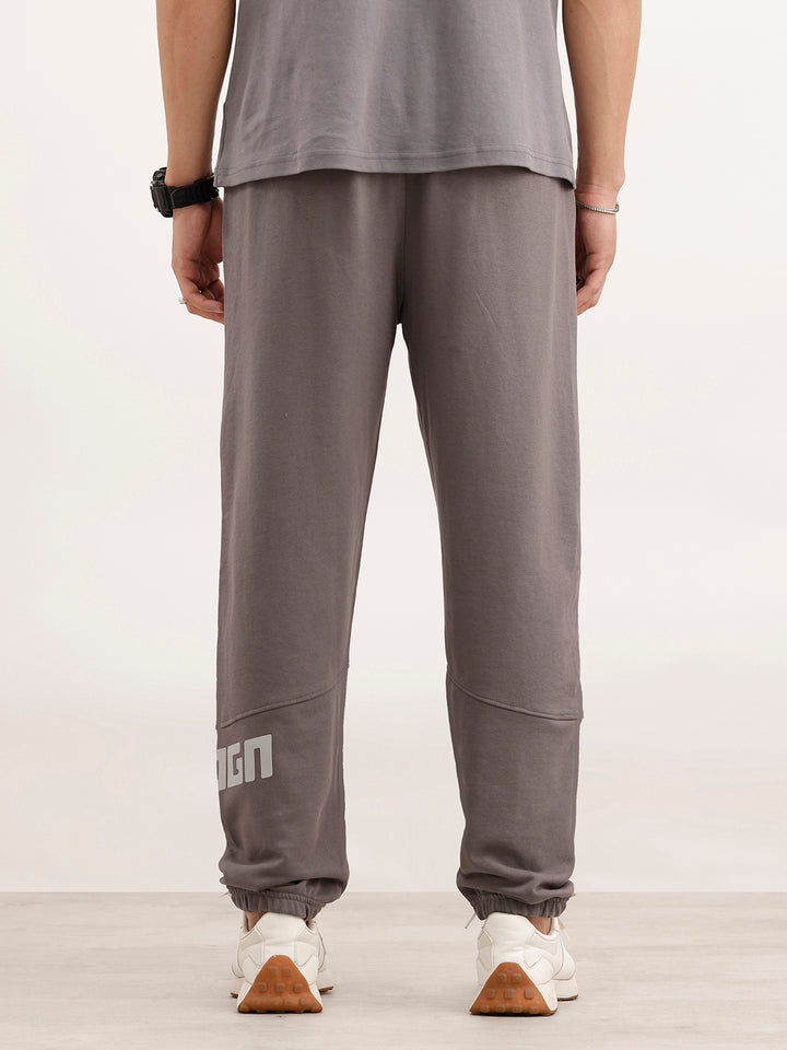 Cut&Sew Comfort Fit Jogger With Hd Print | Grey
