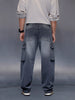 Charcoal loose Fit Cargo Denim | Grey