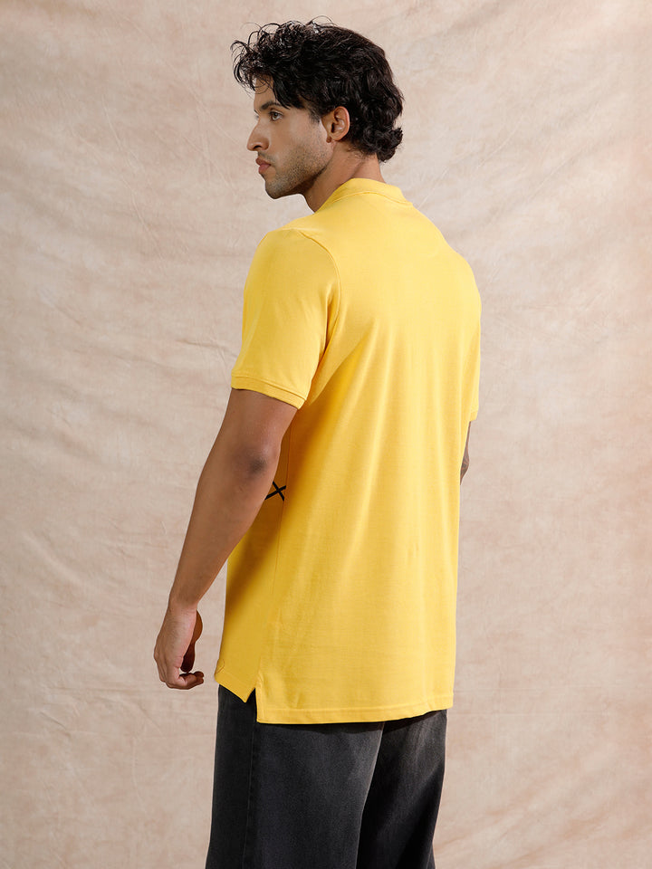 Contrast Abstract Lines Polo T-Shirt | Teal
