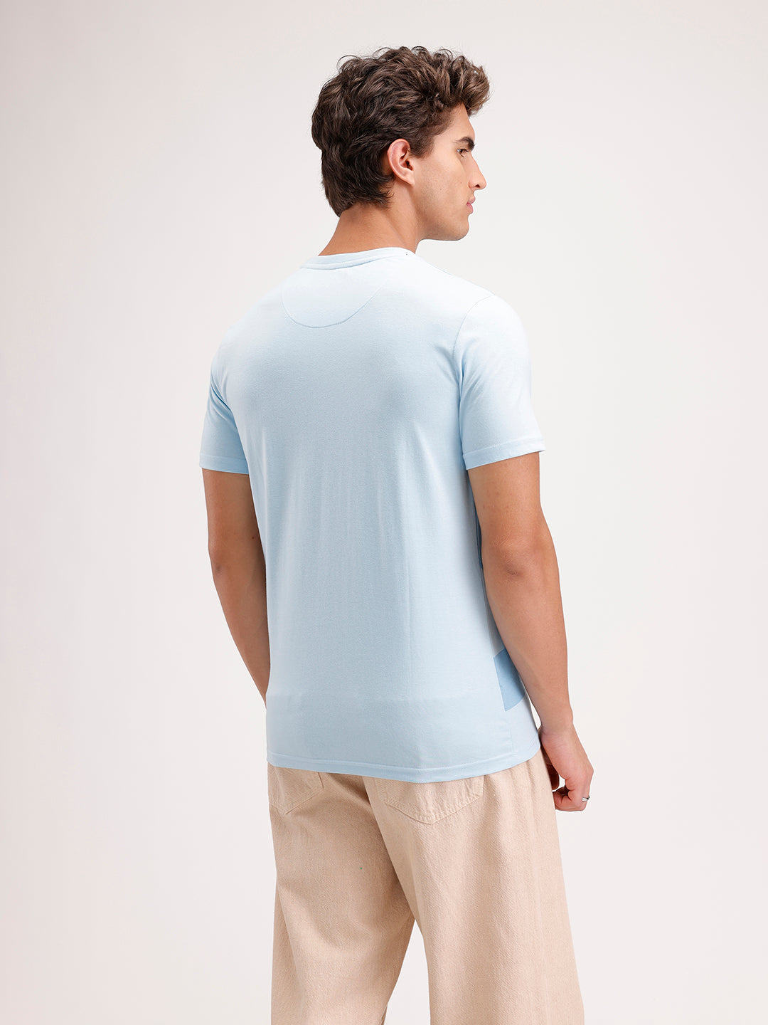 Slim Fit Pannel Printed T-Shirt  | Blue