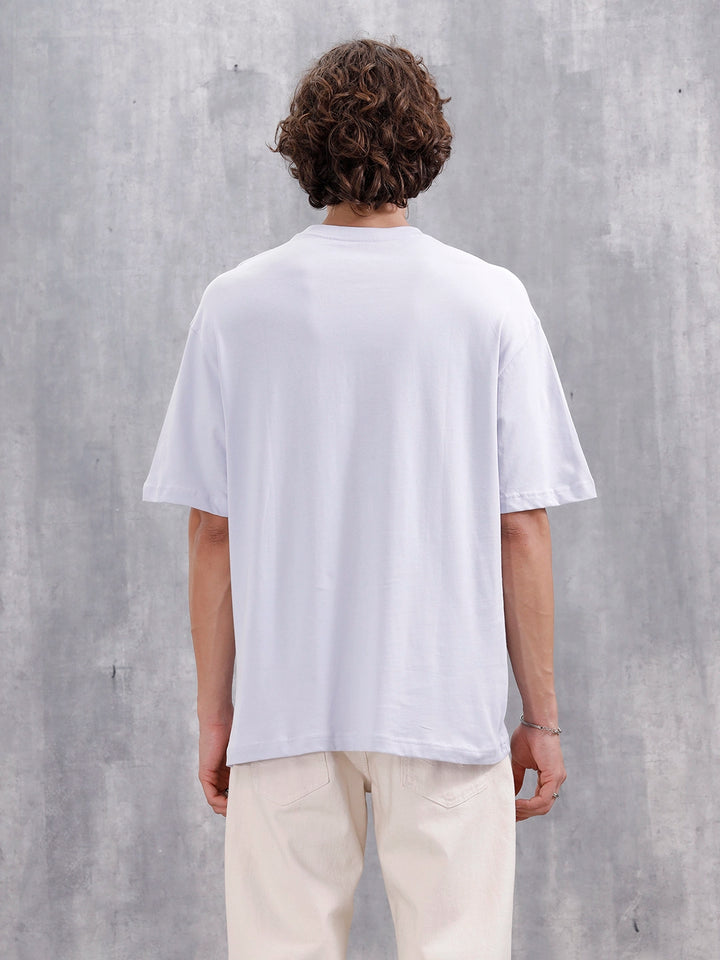 Men’s Embroidered Oversized Casual Tee | Light Purple