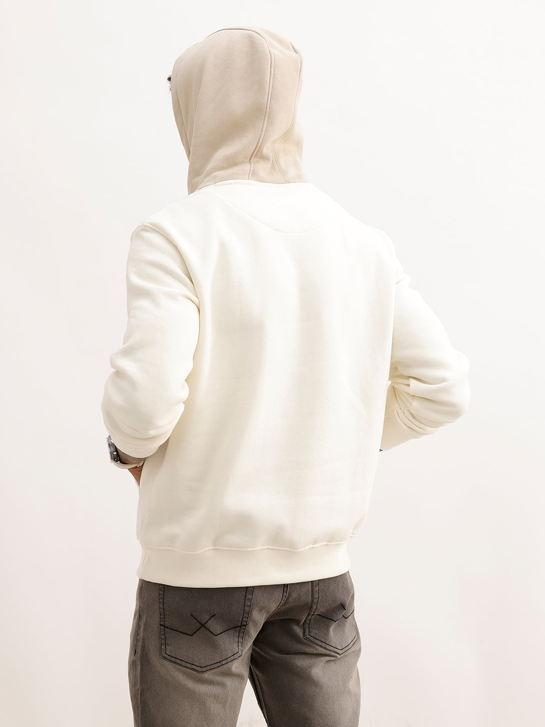 Classic Comfort Fit Contrast Hooded Sweatshirt | Off White