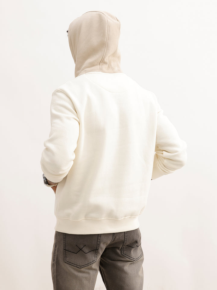 Classic Comfort Fit Contrast Hooded Sweatshirt | Off White