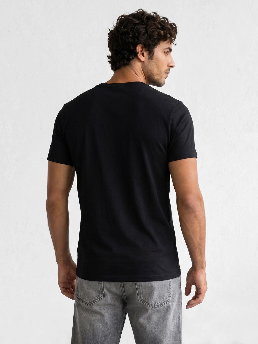Slim Fit Patch Detail T-Shirt | Black