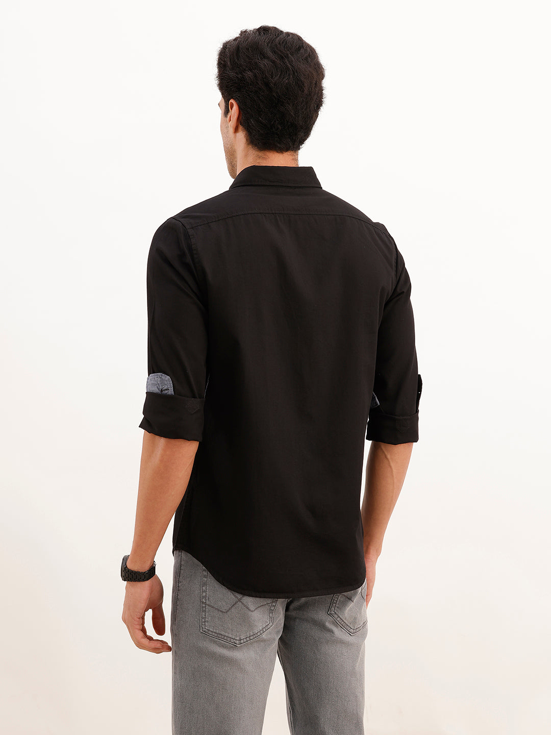 Solid Full Sleeve Regular Fit Shirt | Black