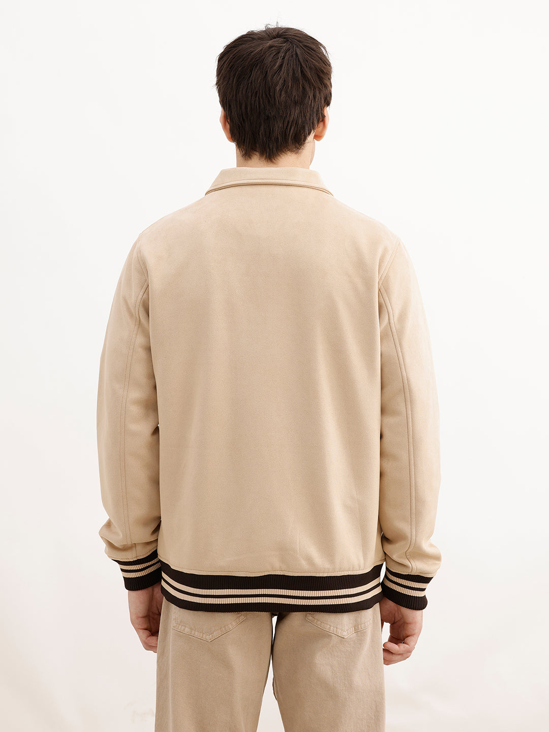 Classic Regular Fit Bomber Jacket | Beige | WJK02FSRE1074W