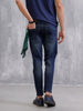 Solid Skinny Crop Distressed Jeans | Blue