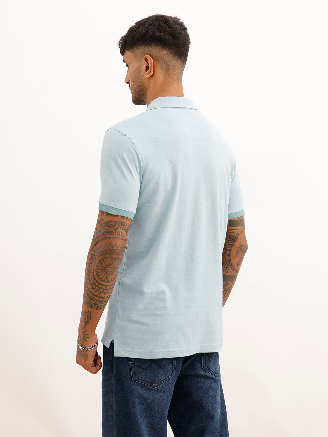 Regular Fit Placement Printed Polo T-Shirt | Blue