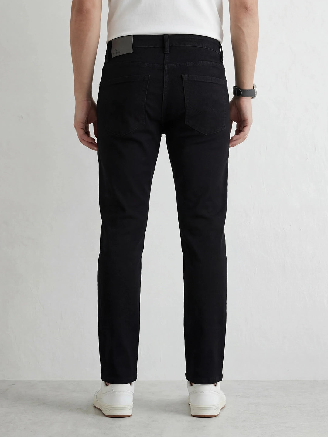 Solid Straight Fit Denim Jeans | Black