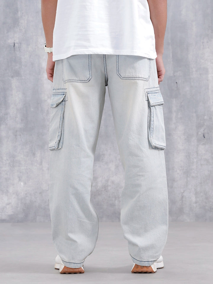 Superstone Wash Loose Cargo Fit Jeans | Super Stone