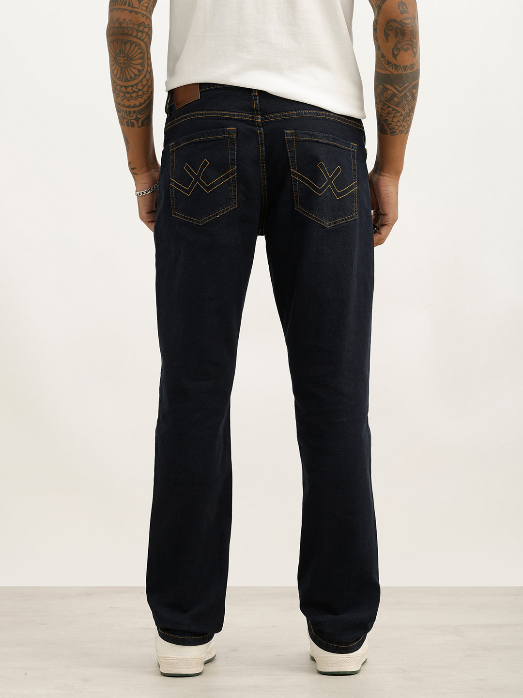 Solid Straight Fit Denim Jeans | Dark Blue