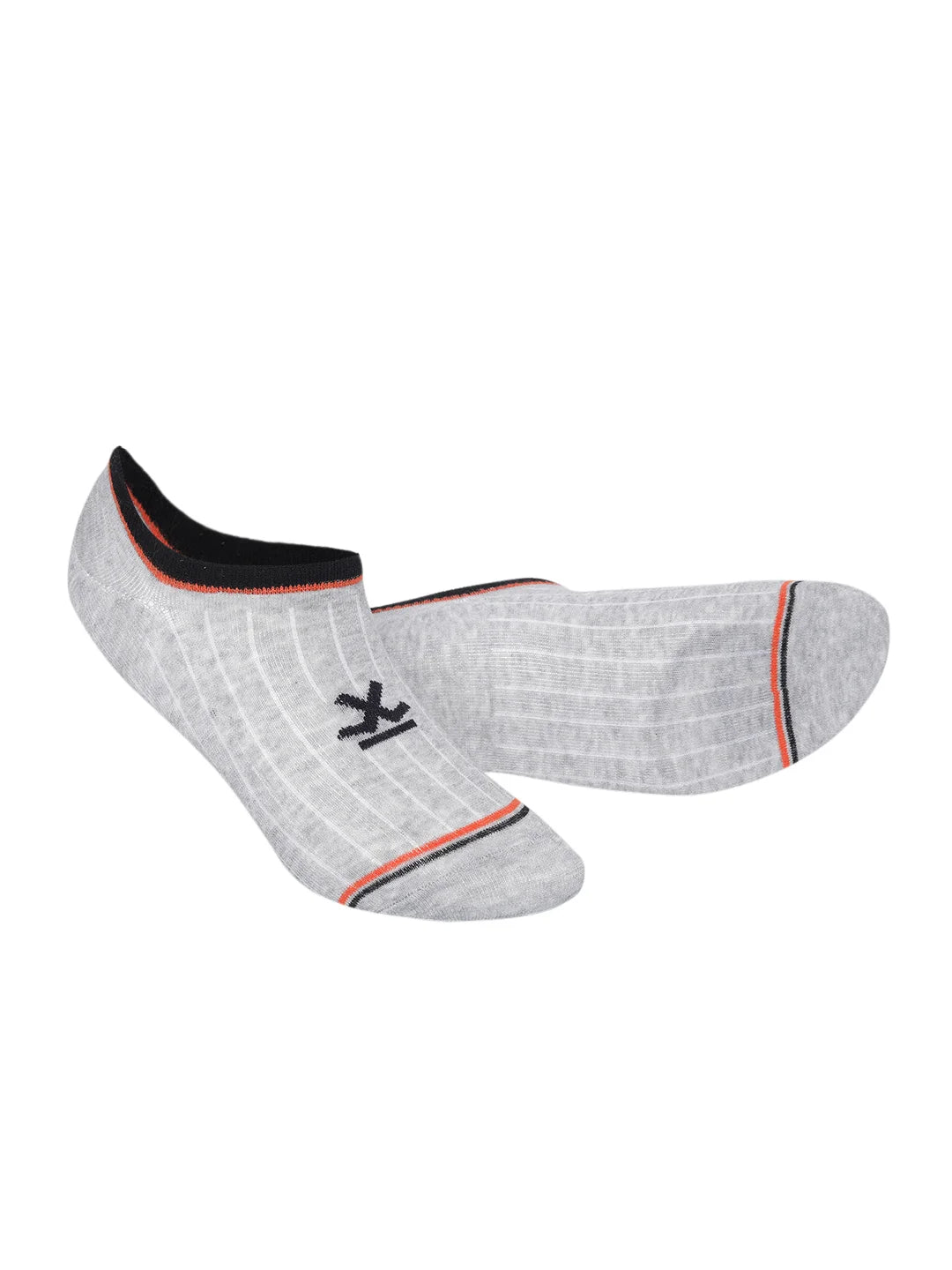 Cotton Spandex Black & Grey No Show Socks Pack of 2