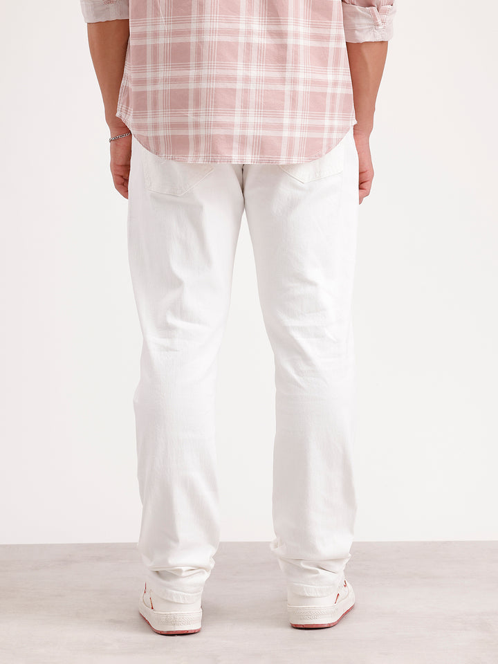 Solid Slim Fit Denim Jeans  | White