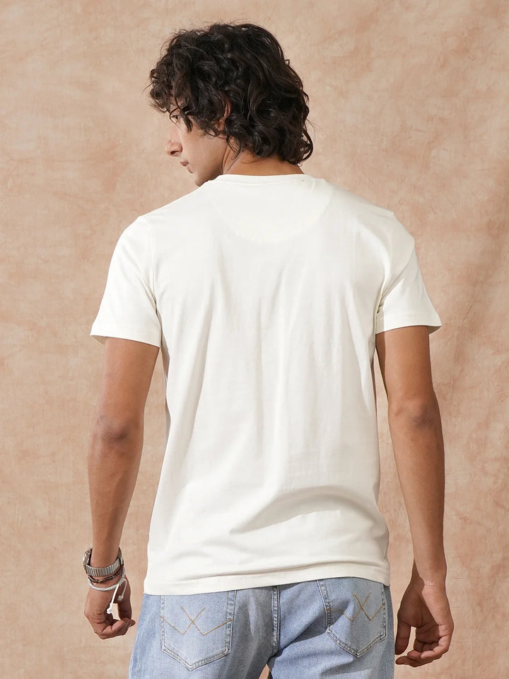 Flock Printed Slim Fit T-Shirt | Off White