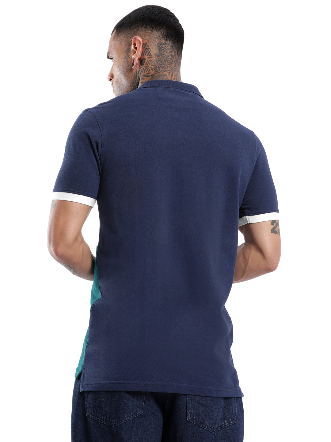 Urban Color Block Blue Polo T-Shirt