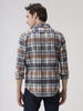 Checkered Glitch Brown Cotton Shirt