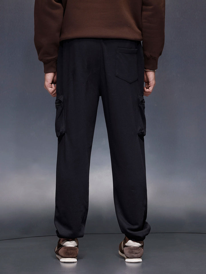 Men's casual Knitted jogger with cargo pockets | Black