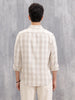 Herringbone Check Shirt In Natural Tones  |  Beige