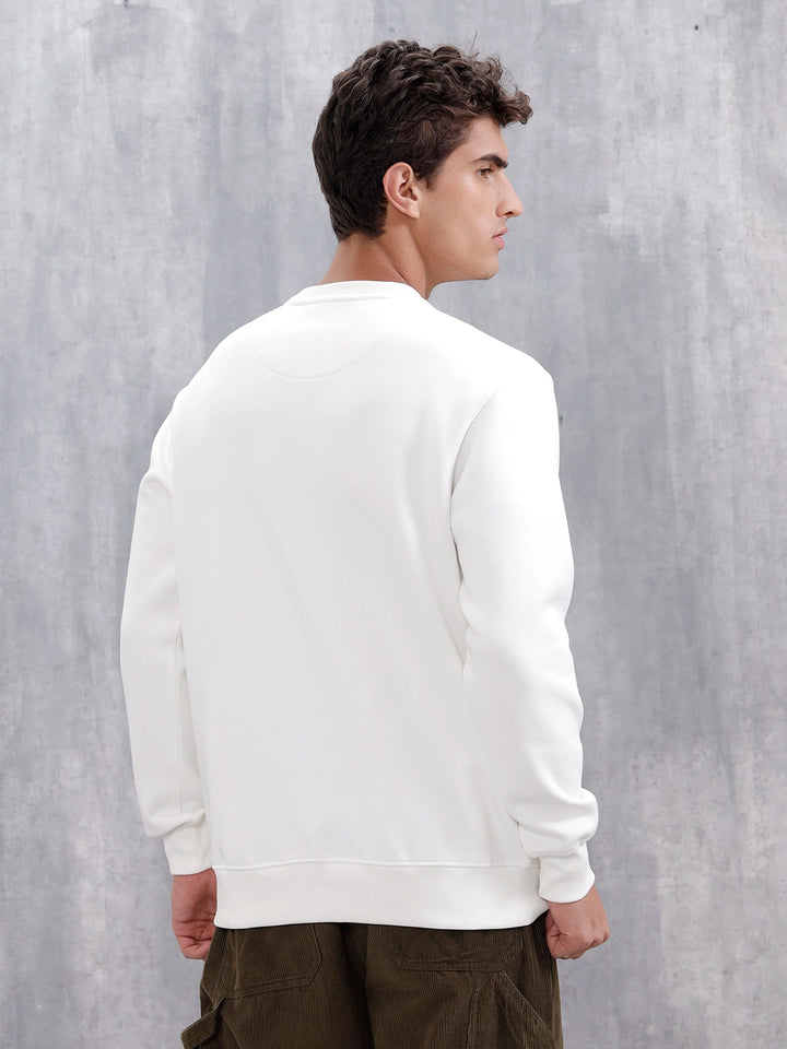 Men's Casual Branded Comfort Fit Sweatshirt  | Snow White