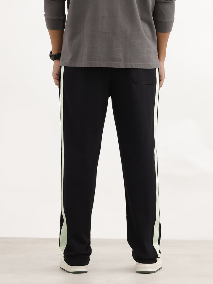 Relaxed Fit Double Stripe Jogger | Black