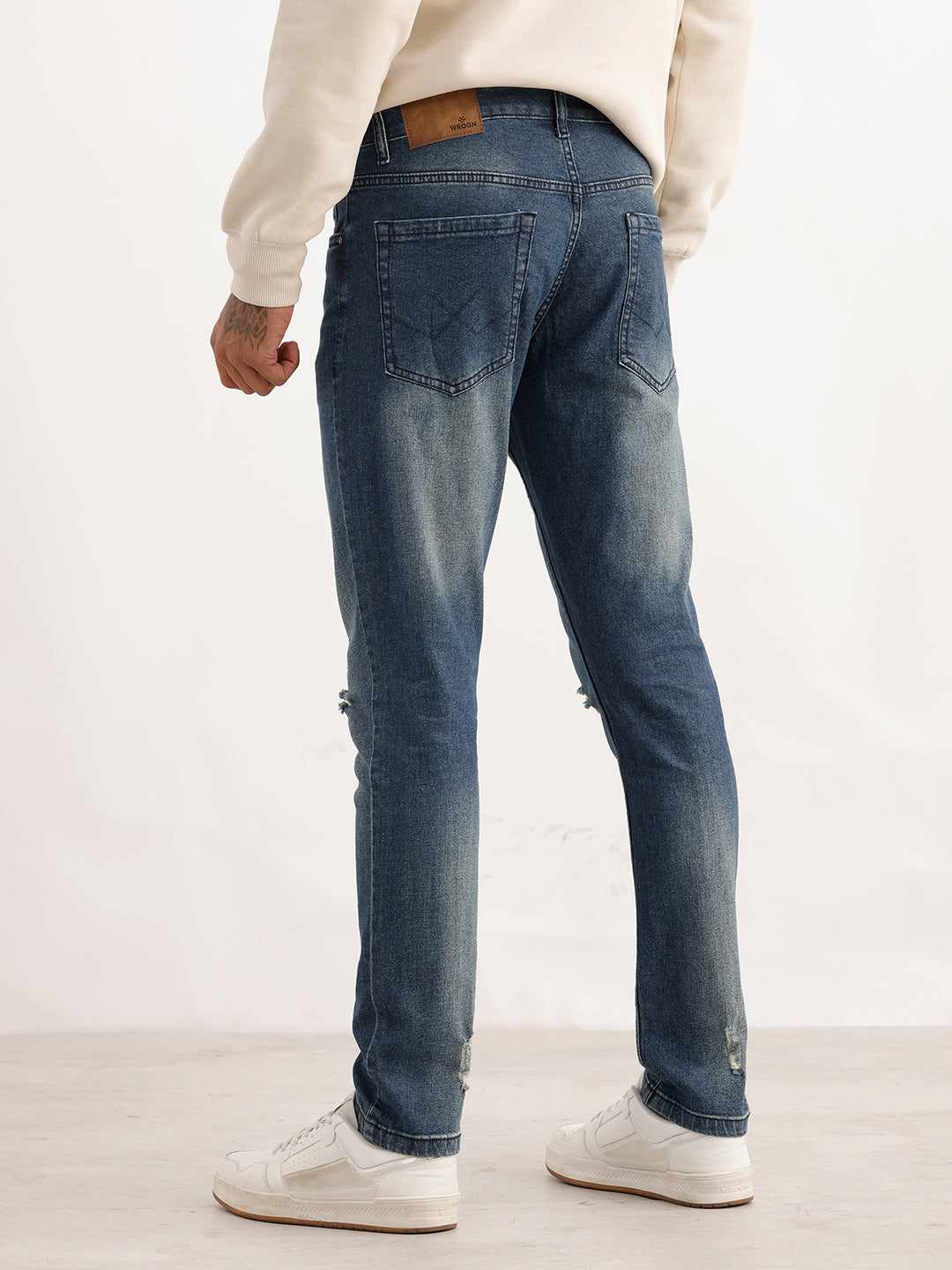 Distressed Slim Fit Denim Jeans | Blue
