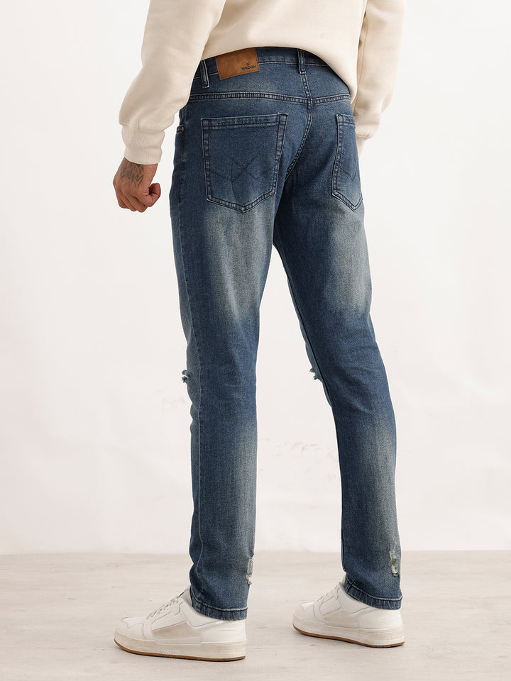 Distressed Slim Fit Denim Jeans | Blue