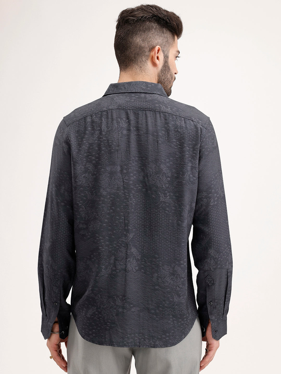 Classic Slim Fit AOP Shirt | Black