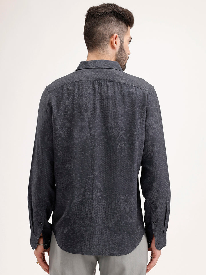 Classic Slim Fit AOP Shirt | Black