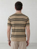 Striped Knitted Johnny Collar Polo Tee | Beige