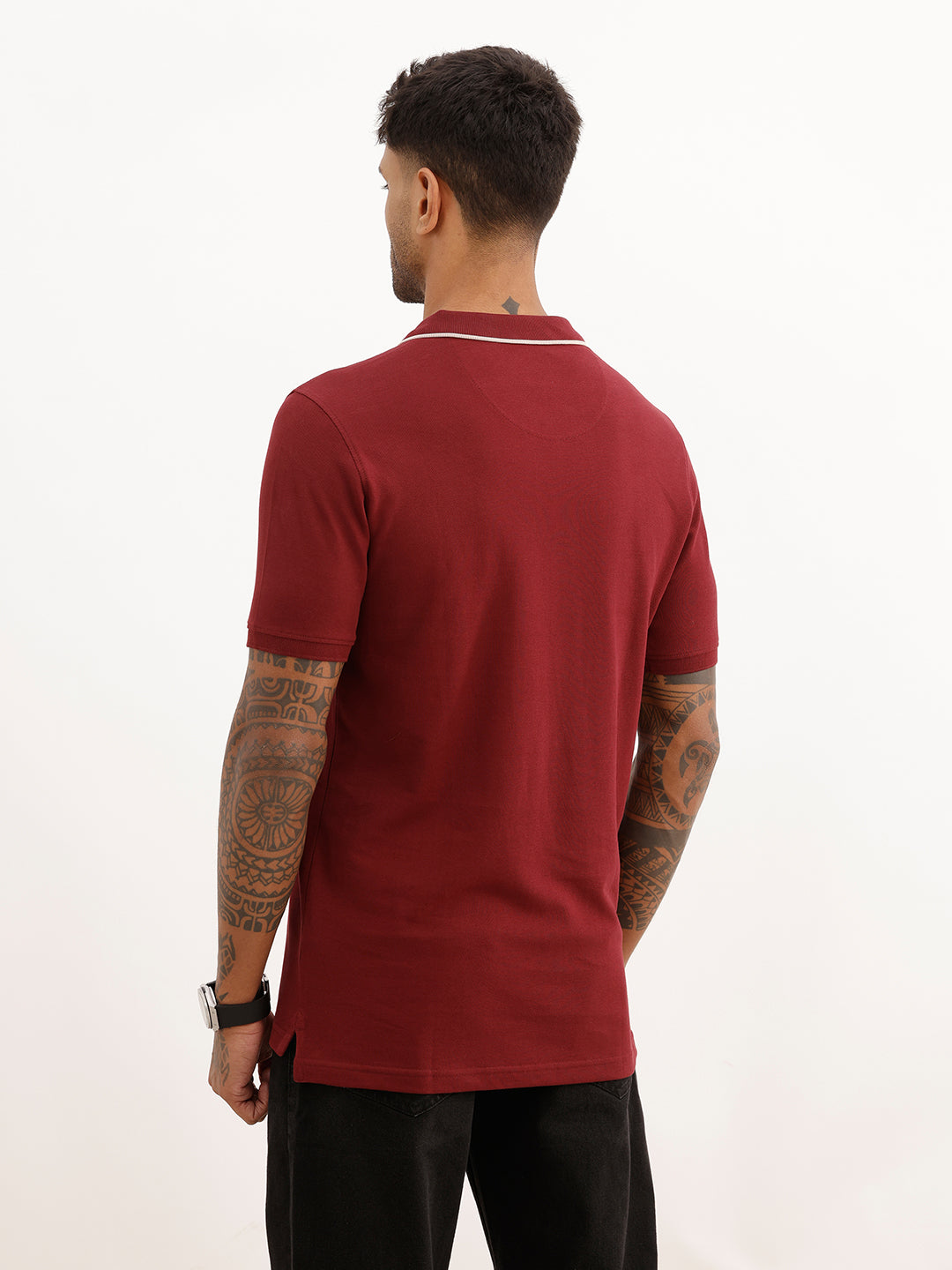 Slim Fit Tipping Collar Polo T-Shirt | Maroon