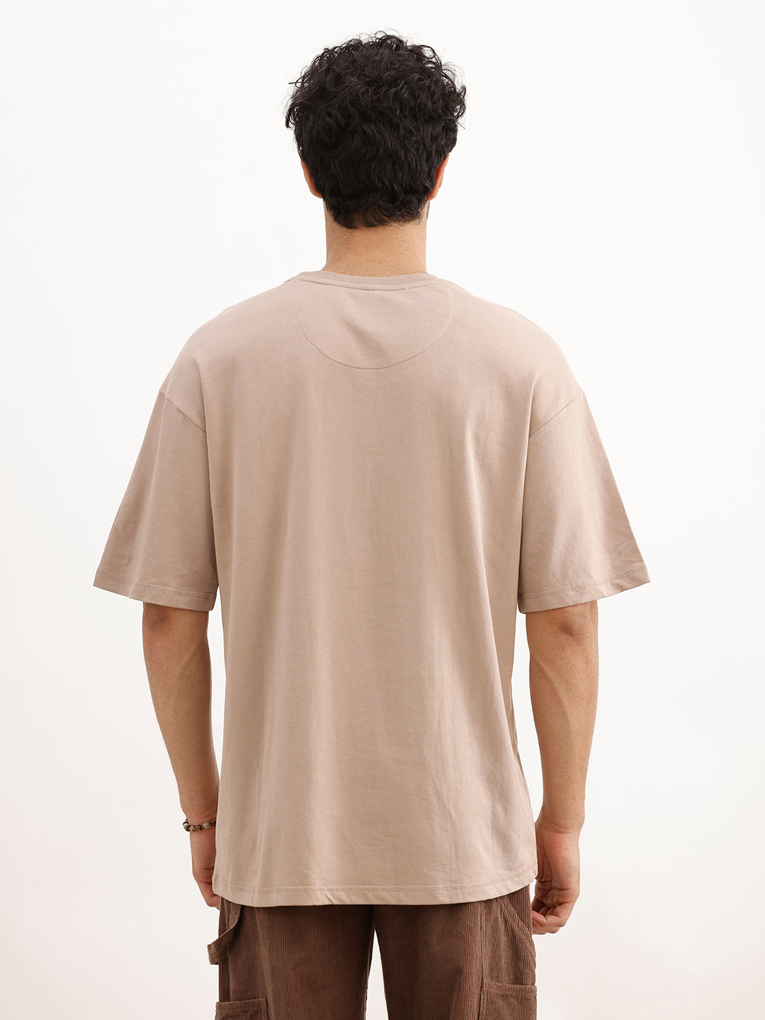 Oversized Placement Printed T-Shirt | Brown