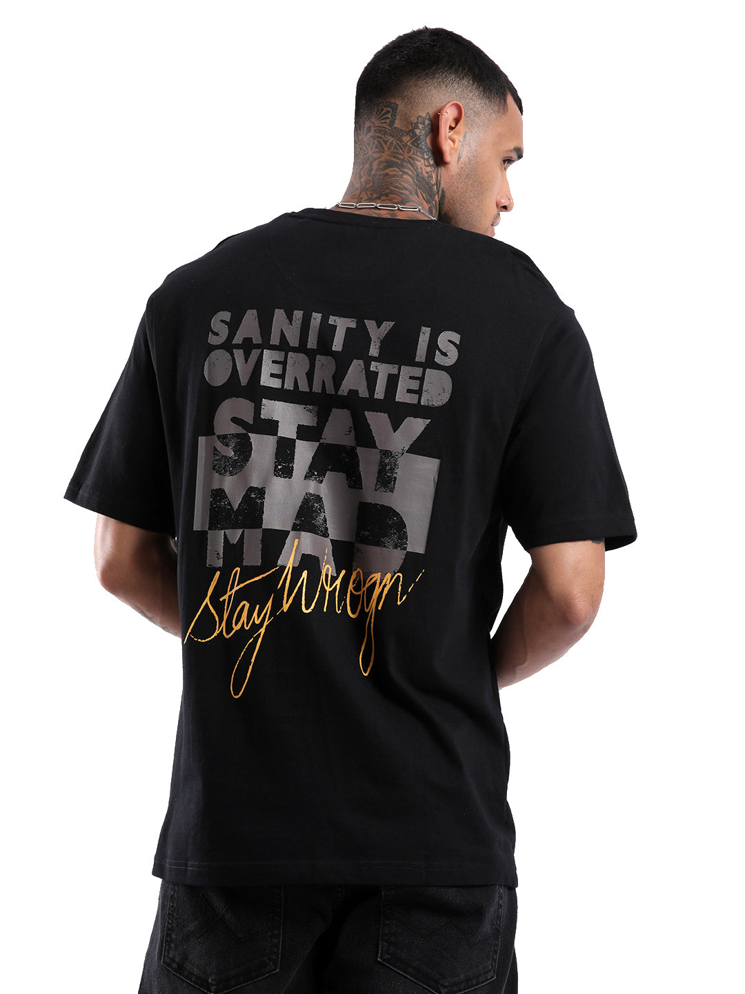 Sanity Is Overrated Black Printed T-Shirt