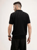 Slim Fit Flat Knit Textured T-Shirt | Black